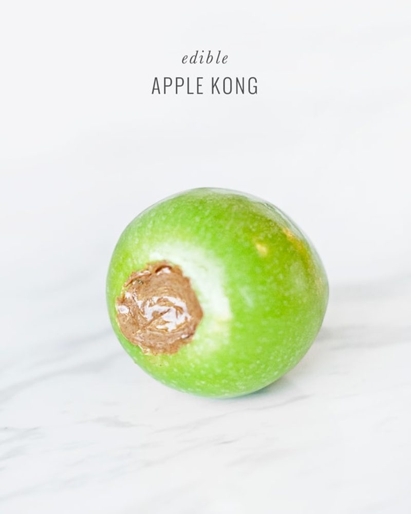 This DIY Kong dog toy is completely edible, delicious & healthy - your dog is going to love more than ever. Click through for the free edible apple Kong tutorial.