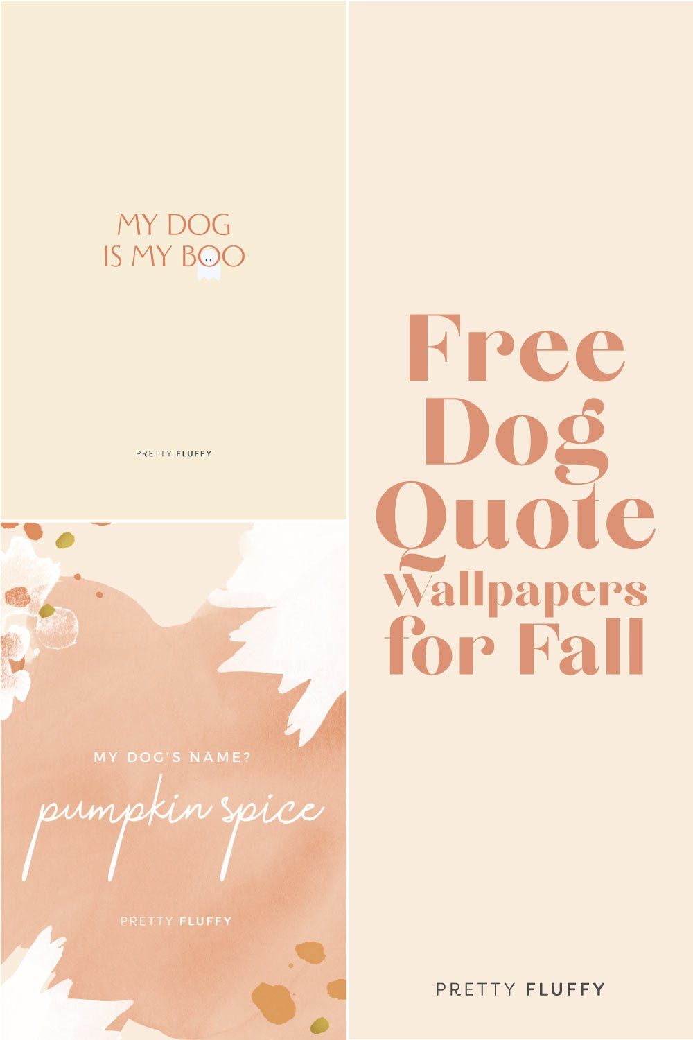 Free fall dog quote wallpapers featuring "My Dog's Name? Pumpkin Spice" and "My Dog Is My Boo" screensaver designs.