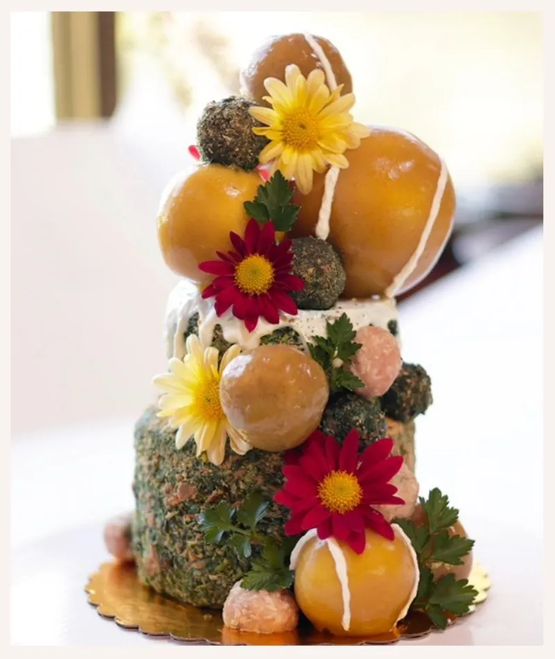 gourmet dog cake idea with tennis balls