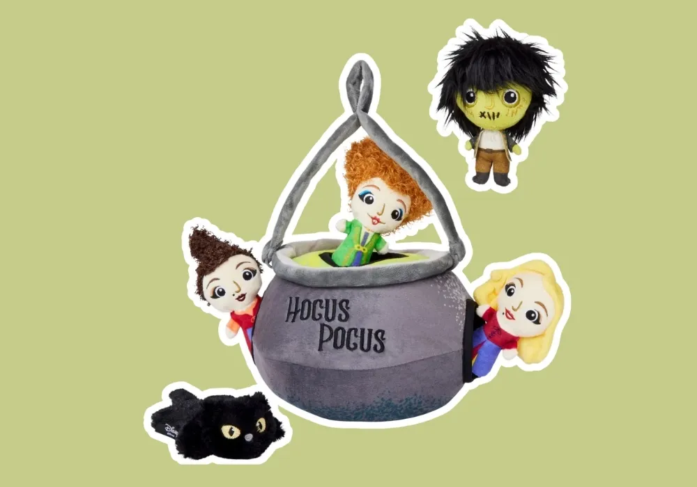 Disney Halloween Hocus Pocus Cauldron Hide & Seek Puzzle Plush Toy Squeaky Dog Toy