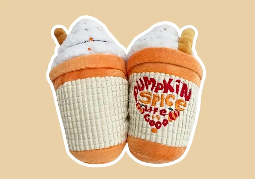 Dog Plush Sound Doll, Beverage Ice Cream Themed Soft Puppy, Dog Toys, Snuffle, Interactive, Dog Gift, Halloween Gift, Pumpkin Spice Latte